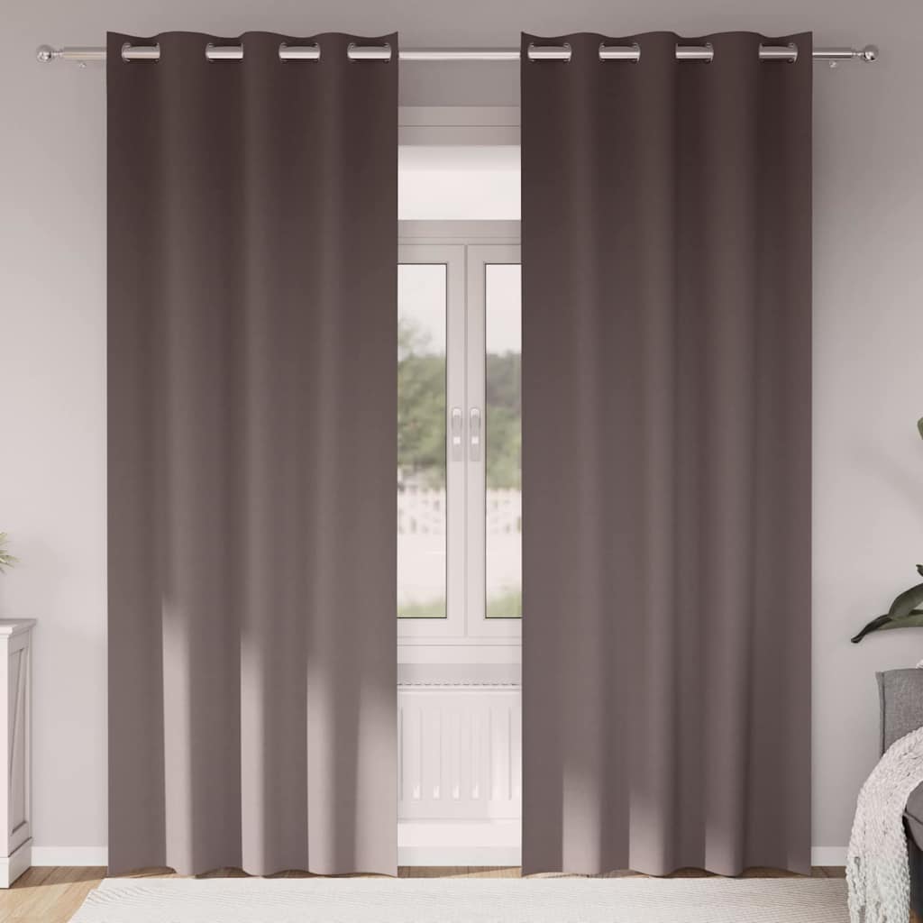Zwart-out Gordijnen met Ringen 2 pcs Donkerbruin 245 x 140 cm is nu te koop bij PeponiXL, paradijselijk wonen!