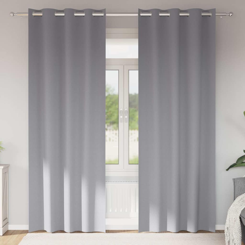 Zwart-out Gordijnen met Ringen 2 pcs Lichtgrijs 245 x 140 cm is nu te koop bij PeponiXL, paradijselijk wonen!
