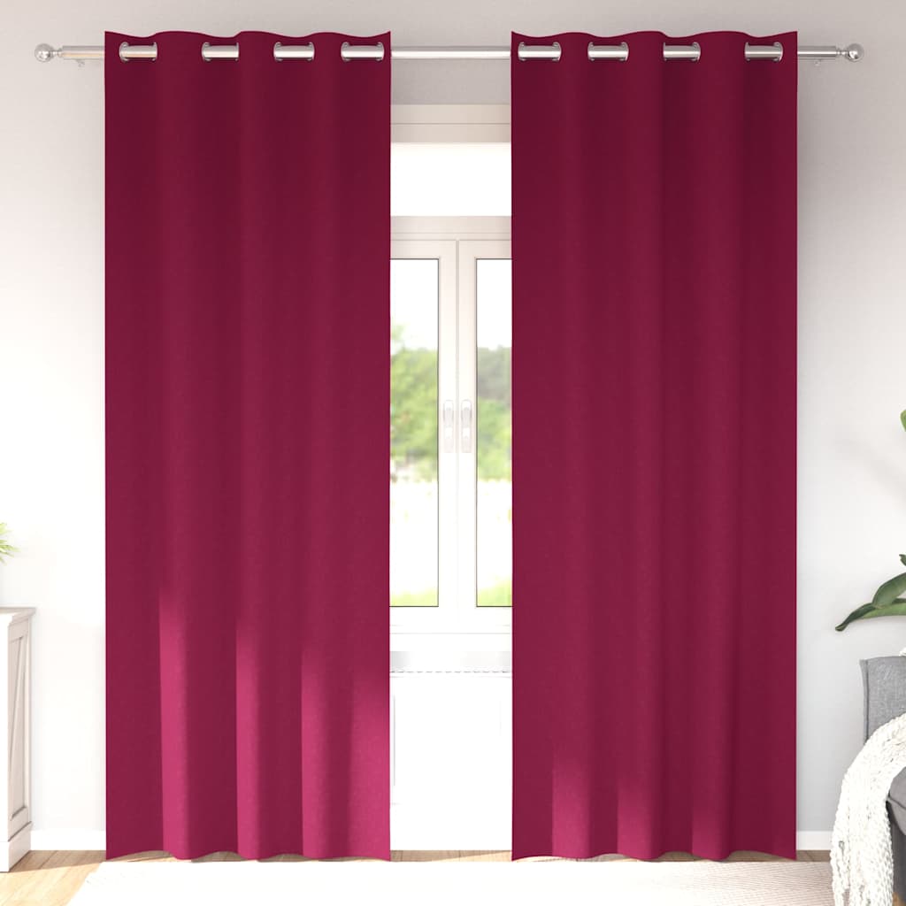 Zwart-out Gordijnen met Ringen 2 pcs Wijnrood 260 x 140 cm is nu te koop bij PeponiXL, paradijselijk wonen!