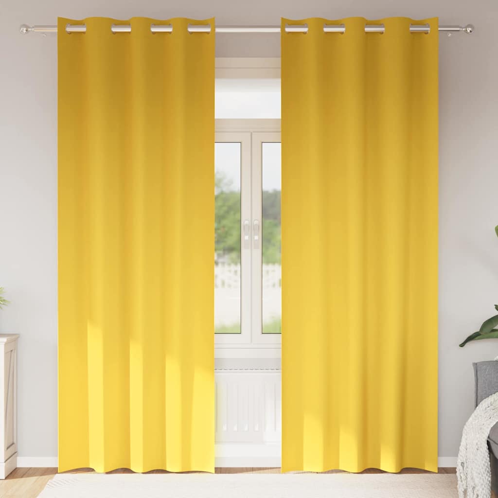 Zwart-out Gordijnen met Ringen 2 pcs Mosterdgeel 260 x 140 cm is nu te koop bij PeponiXL, paradijselijk wonen!