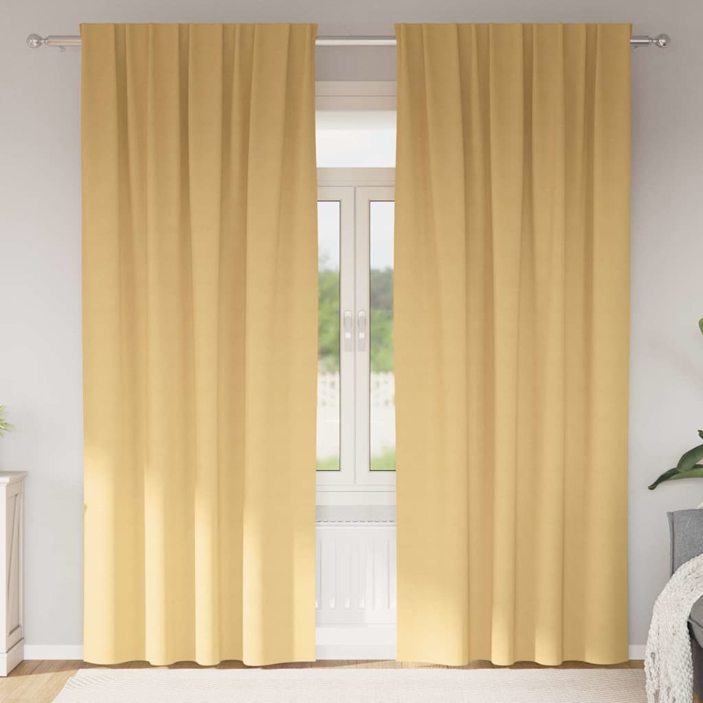 Zwart-out Gordijnen met Ringen 2 pcs Beige 260 x 140 cm is nu te koop bij PeponiXL, paradijselijk wonen!