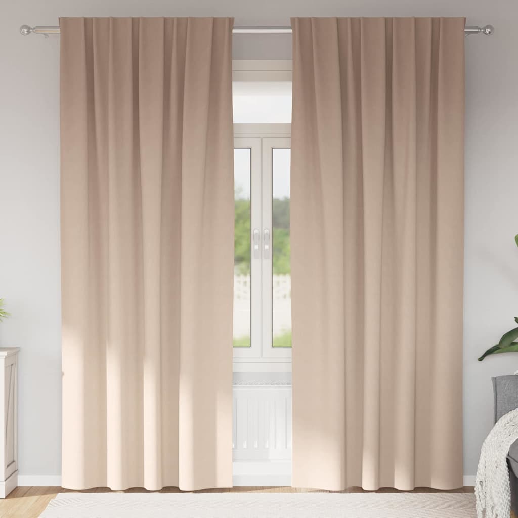 Zwart-out Gordijnen met Ringen 2 pcs Taupe 225 x 140 cm is nu te koop bij PeponiXL, paradijselijk wonen!