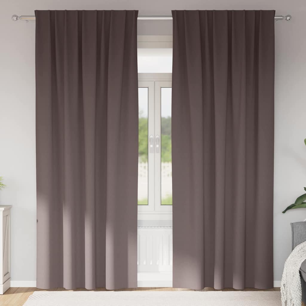 Zwart-out Gordijnen met Ringen 2 pcs Donkerbruin 260 x 140 cm is nu te koop bij PeponiXL, paradijselijk wonen!