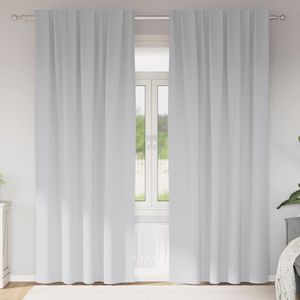 Zwart-out Gordijnen met Ringen 2 pcs Bleekgrijs 245 x 140 cm is nu te koop bij PeponiXL, paradijselijk wonen!