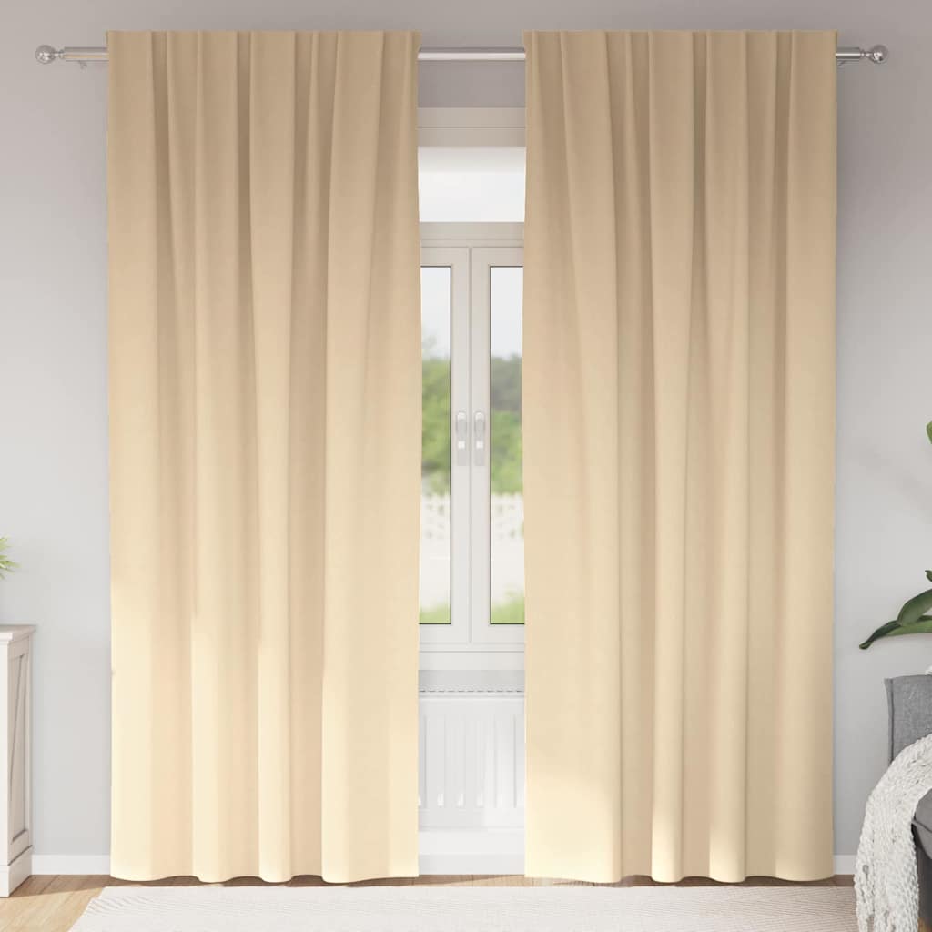 Zwart-out Gordijnen met Ringen 2 pcs Crème 245 x 140 cm is nu te koop bij PeponiXL, paradijselijk wonen!