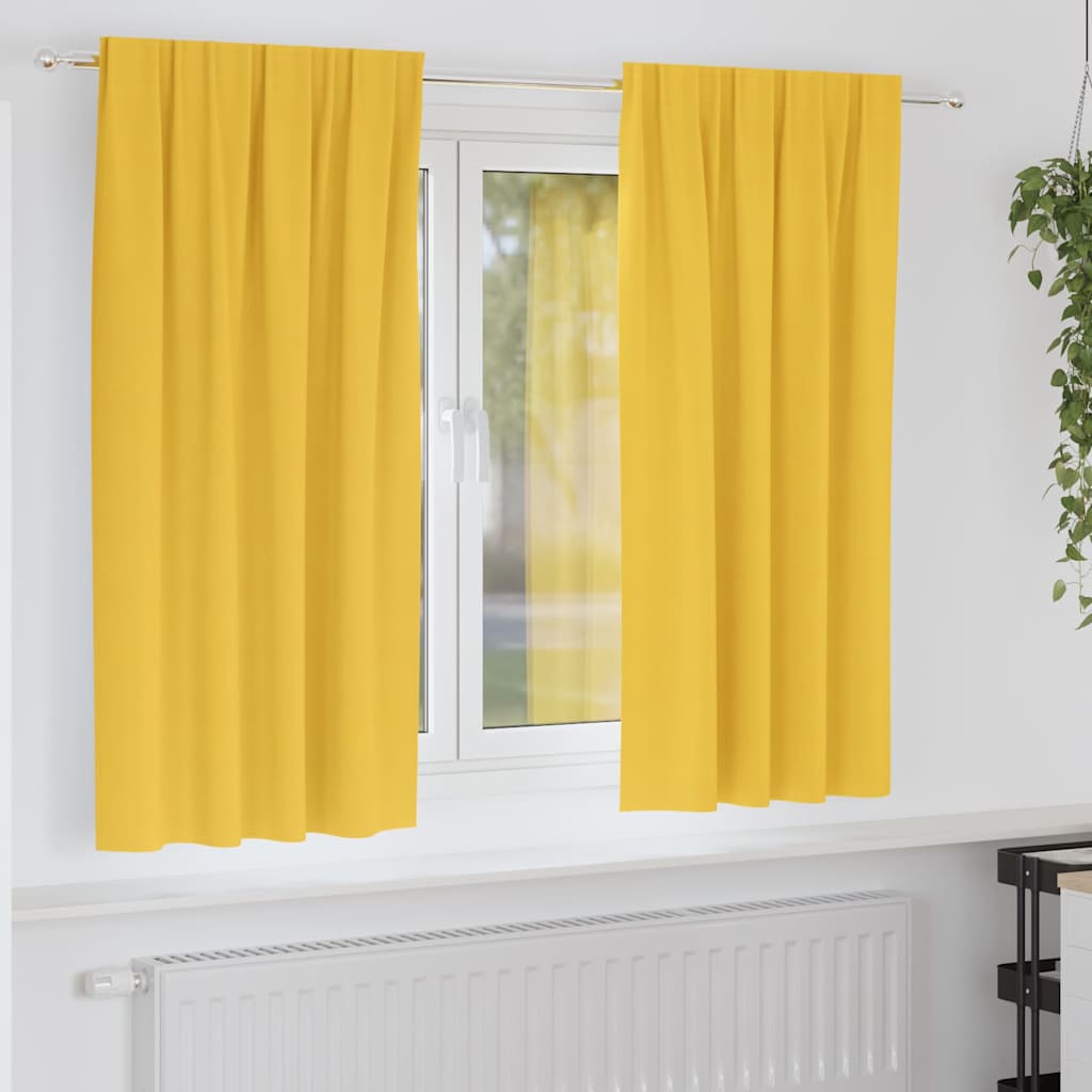 Zwart-out Gordijnen met Ringen 2 pcs Mosterdgeel 175 x 140 cm is nu te koop bij PeponiXL, paradijselijk wonen!
