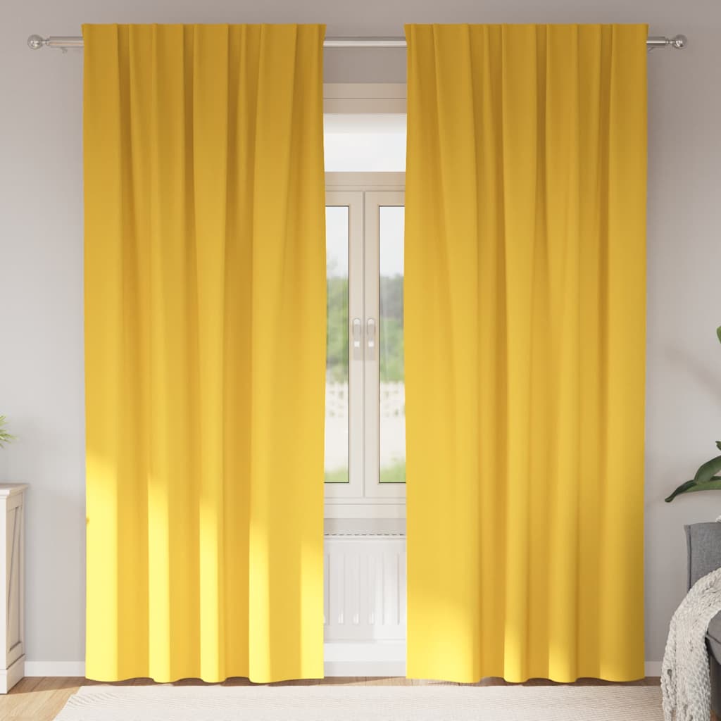 Zwart-out Gordijnen met Ringen 2 pcs Mosterdgeel 260 x 140 cm is nu te koop bij PeponiXL, paradijselijk wonen!