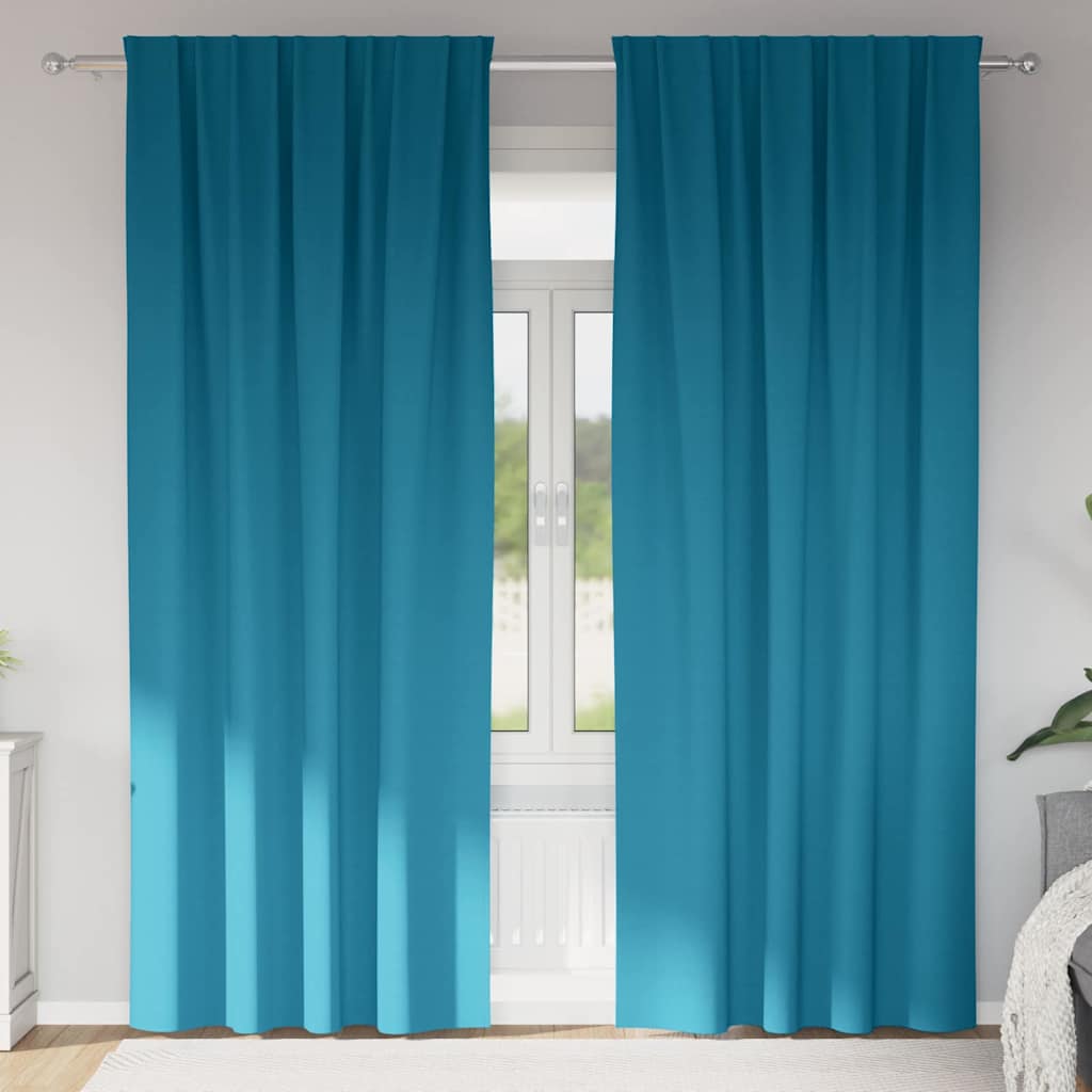 Zwart-out Gordijnen met Ringen 2 pcs Turquoise 260 x 140 cm is nu te koop bij PeponiXL, paradijselijk wonen!