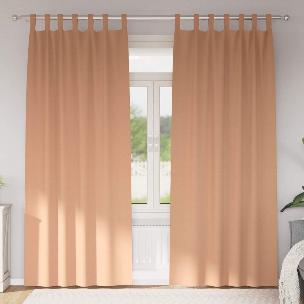 Zwart-out Gordijnen met Ringen 2 pcs Licht Bruin 245 x 140 cm is nu te koop bij PeponiXL, paradijselijk wonen!