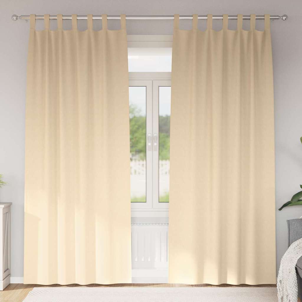 Zwart-out Gordijnen met Ringen 2 pcs Crème 245 x 140 cm is nu te koop bij PeponiXL, paradijselijk wonen!