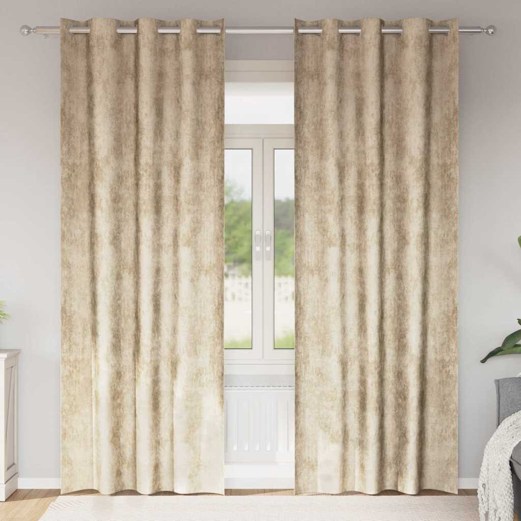 Velvet Gordijnen met gordijnen 2 pcs Crème 260 x 140 cm Fluweel is nu te koop bij PeponiXL, paradijselijk wonen!