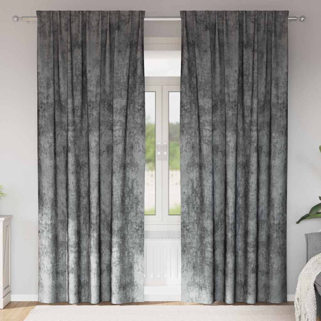 Velvet Gordijnen met gordijnen 2 pcs Grijs 260 x 140 cm Fluweel is nu te koop bij PeponiXL, paradijselijk wonen!