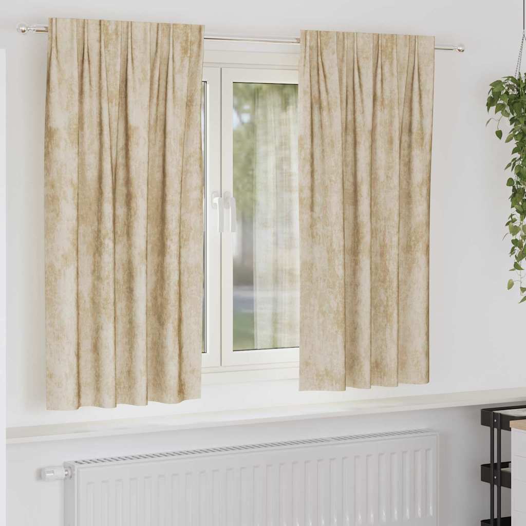 Velvet Gordijnen met gordijnen 2 pcs Crème 175 x 140 cm Fluweel is nu te koop bij PeponiXL, paradijselijk wonen!