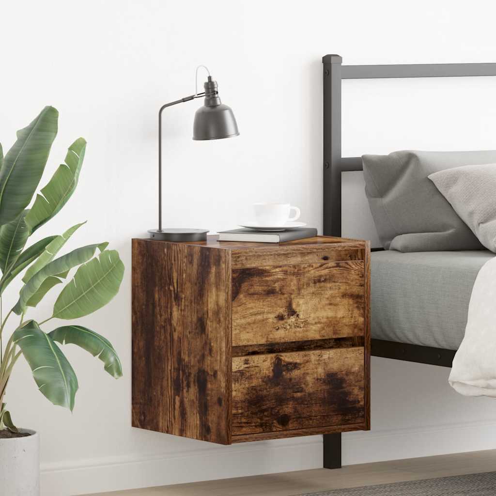 Nachtkastjes 2 st wandgemonteerd 38x34x40 cm gerookt eikenkleur is nu te koop bij PeponiXL, paradijselijk wonen!