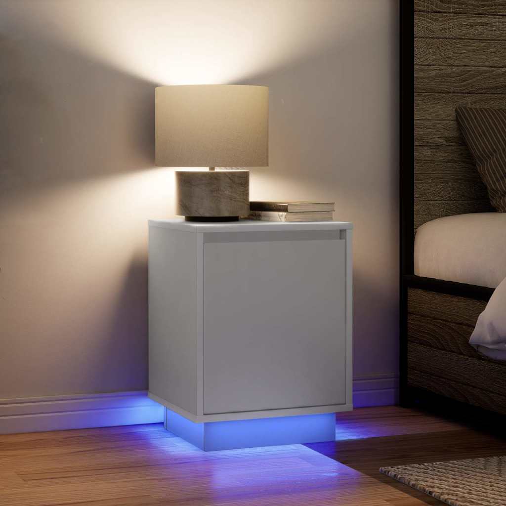 Nachtkastjes met led-verlichting 2 st 38x34x50 cm wit is nu te koop bij PeponiXL, paradijselijk wonen!