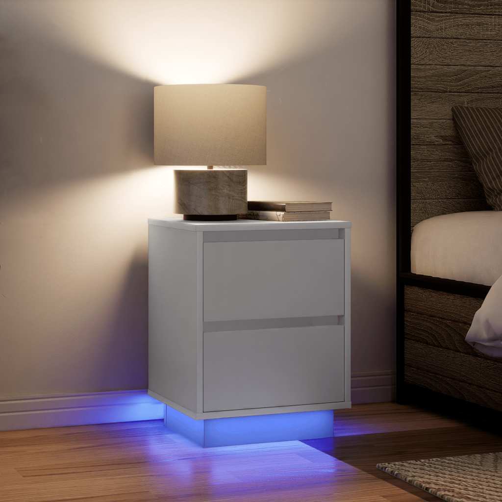 Nachtkastjes met led-verlichting 2 st 38x34x50 cm wit is nu te koop bij PeponiXL, paradijselijk wonen!