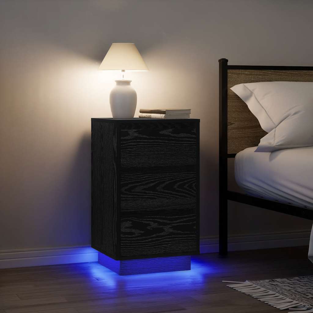 Nachtkastje met LED-verlichting 38x34x65 cm zwart is nu te koop bij PeponiXL, paradijselijk wonen!