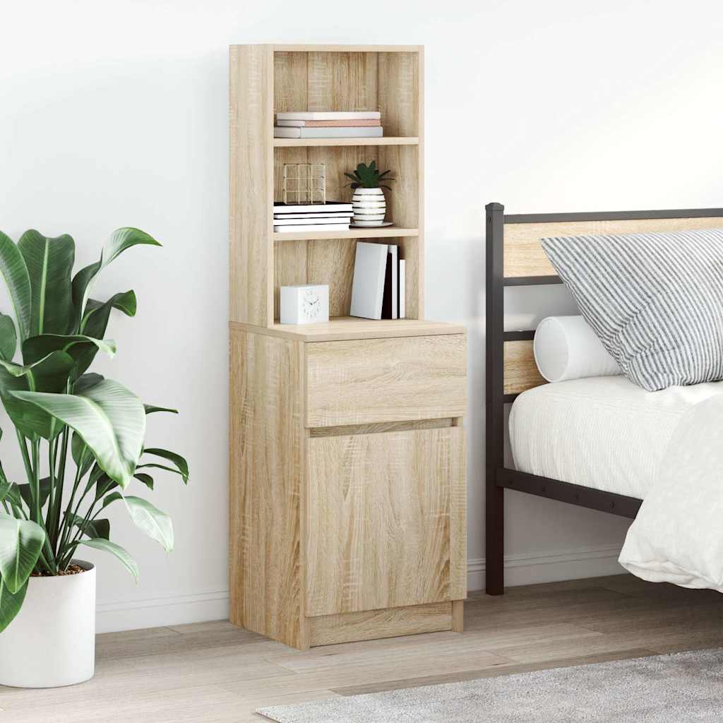 Nachtkastje 39x35x125 cm bewerkt hout sonoma eikenkleurig is nu te koop bij PeponiXL, paradijselijk wonen!
