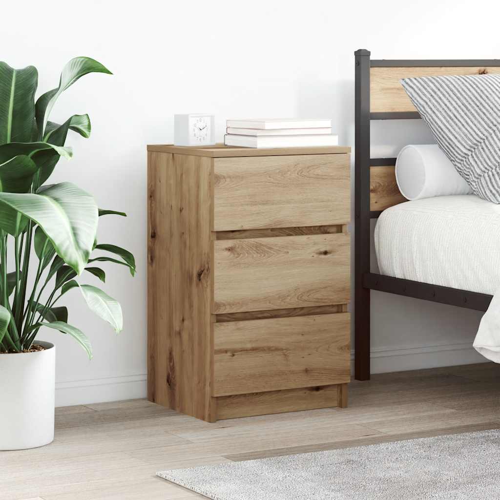 Nachtkastjes 3 lades 2 st 39x35x65 cm ambachtelijk eikenkleurig is nu te koop bij PeponiXL, paradijselijk wonen!