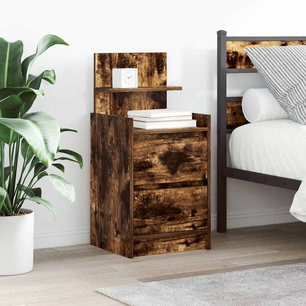 Nachtkastje met 2 lades 38x34x80 cm gerookt eikenkleurig is nu te koop bij PeponiXL, paradijselijk wonen!