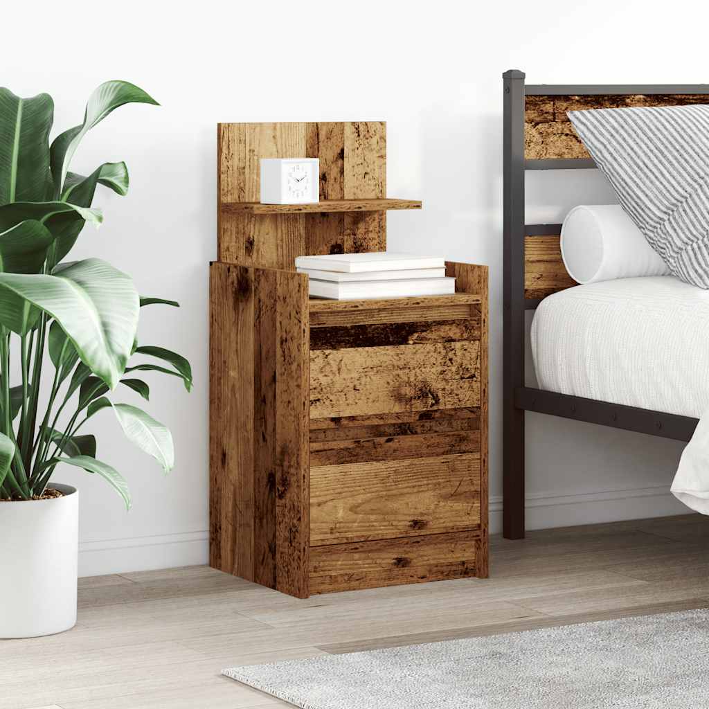 Nachtkastje met 2 lades 38x34x80 cm oud houtkleurig is nu te koop bij PeponiXL, paradijselijk wonen!