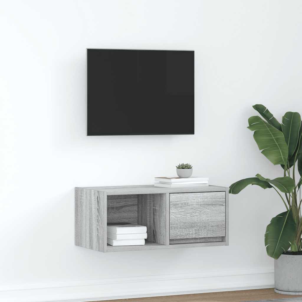 TV-meubel 60x31x25,5 cm bewerkt hout grijs sonoma eikenkleurig is nu te koop bij PeponiXL, paradijselijk wonen!