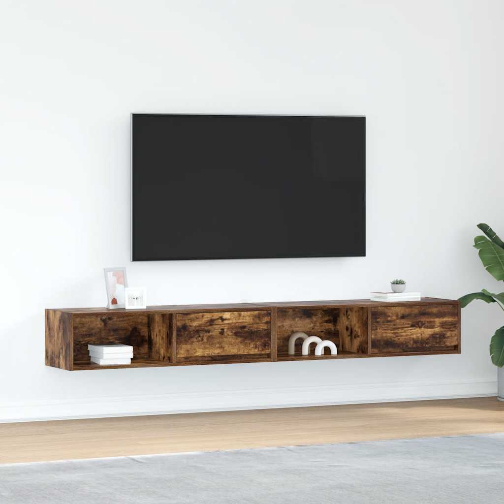Tv-meubels, 2 st 100x31x25,5 cm spaanplaat gerookt eikenkleurig is nu te koop bij PeponiXL, paradijselijk wonen!