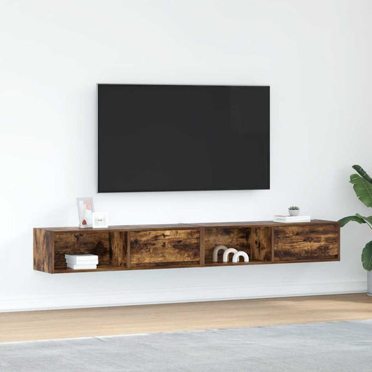 Tv-meubels, 2 st 100x31x25,5 cm spaanplaat gerookt eikenkleurig is nu te koop bij PeponiXL, paradijselijk wonen!