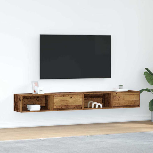 Tv-meubels 2 st 100x31x25,5 cm bewerkt hout oud houtkleurig is nu te koop bij PeponiXL, paradijselijk wonen!