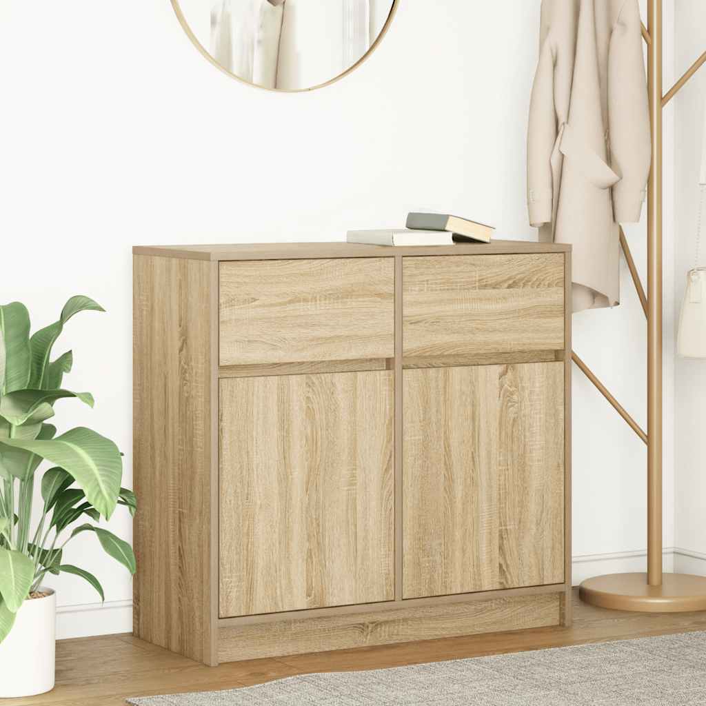 Dressoir met lade 80x34x76 cm spaanplaat sonoma eikenkleurig is nu te koop bij PeponiXL, paradijselijk wonen!