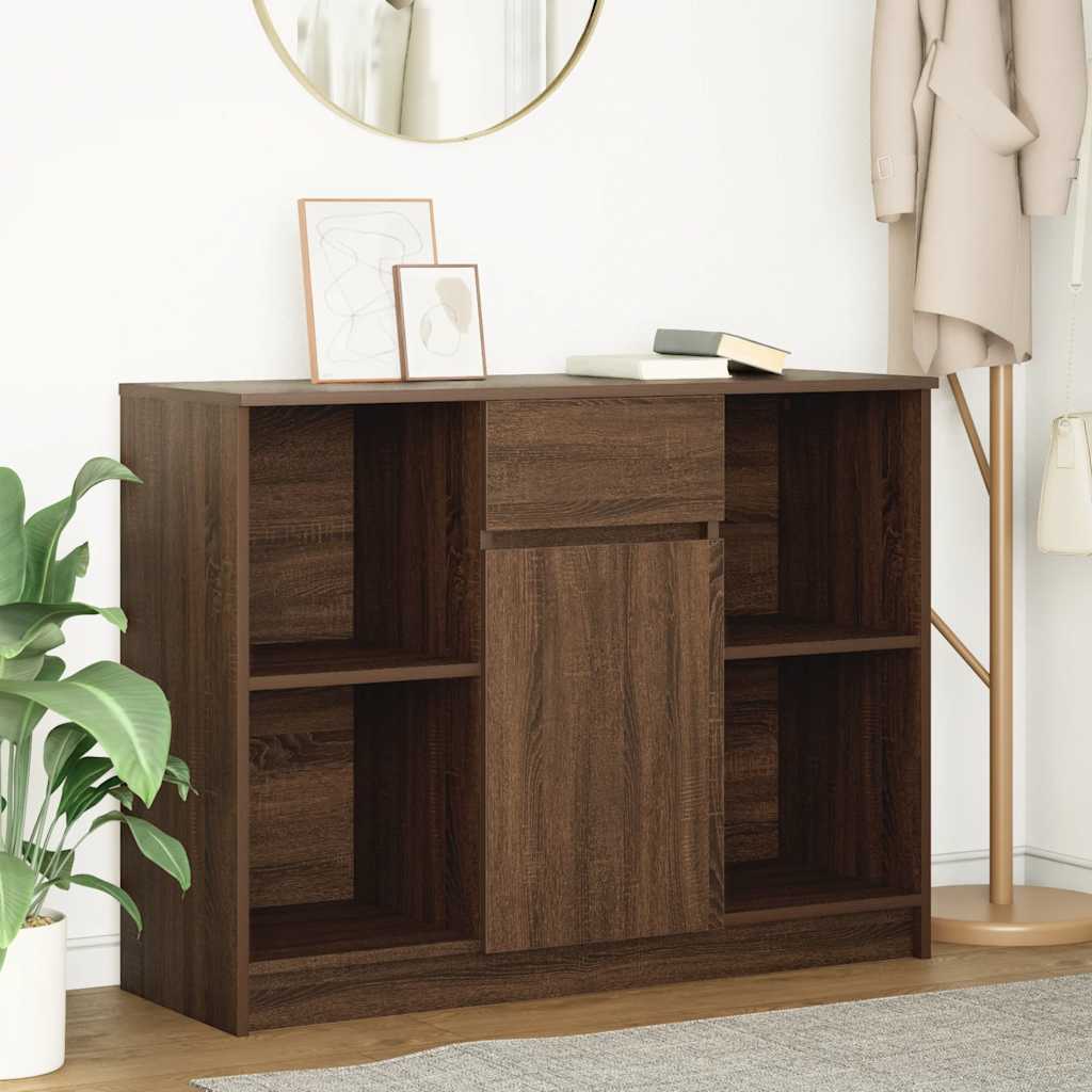 Dressoir met lade 101x35x76 cm spaanplaat bruin eikenkleurig is nu te koop bij PeponiXL, paradijselijk wonen!