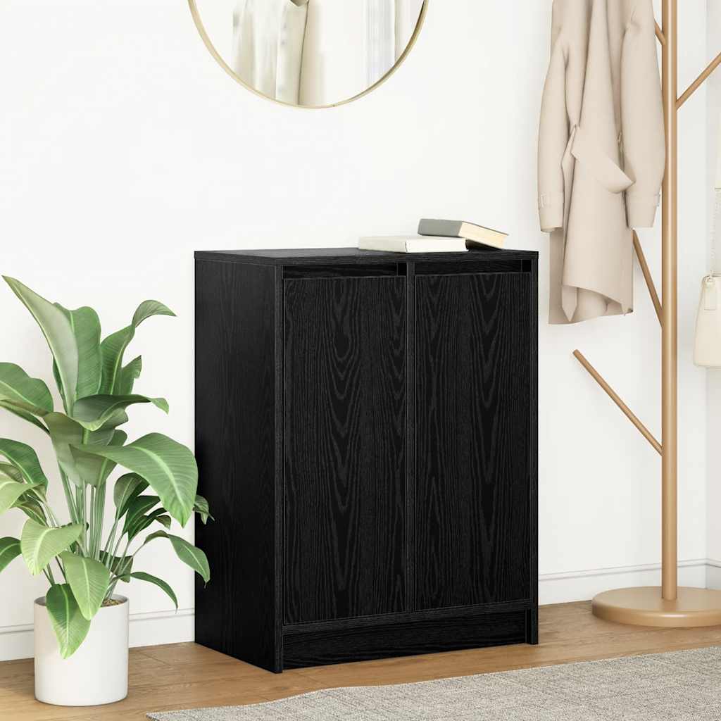 Dressoir 57x34x76 cm spaanplaat zwart eikenkleurig is nu te koop bij PeponiXL, paradijselijk wonen!