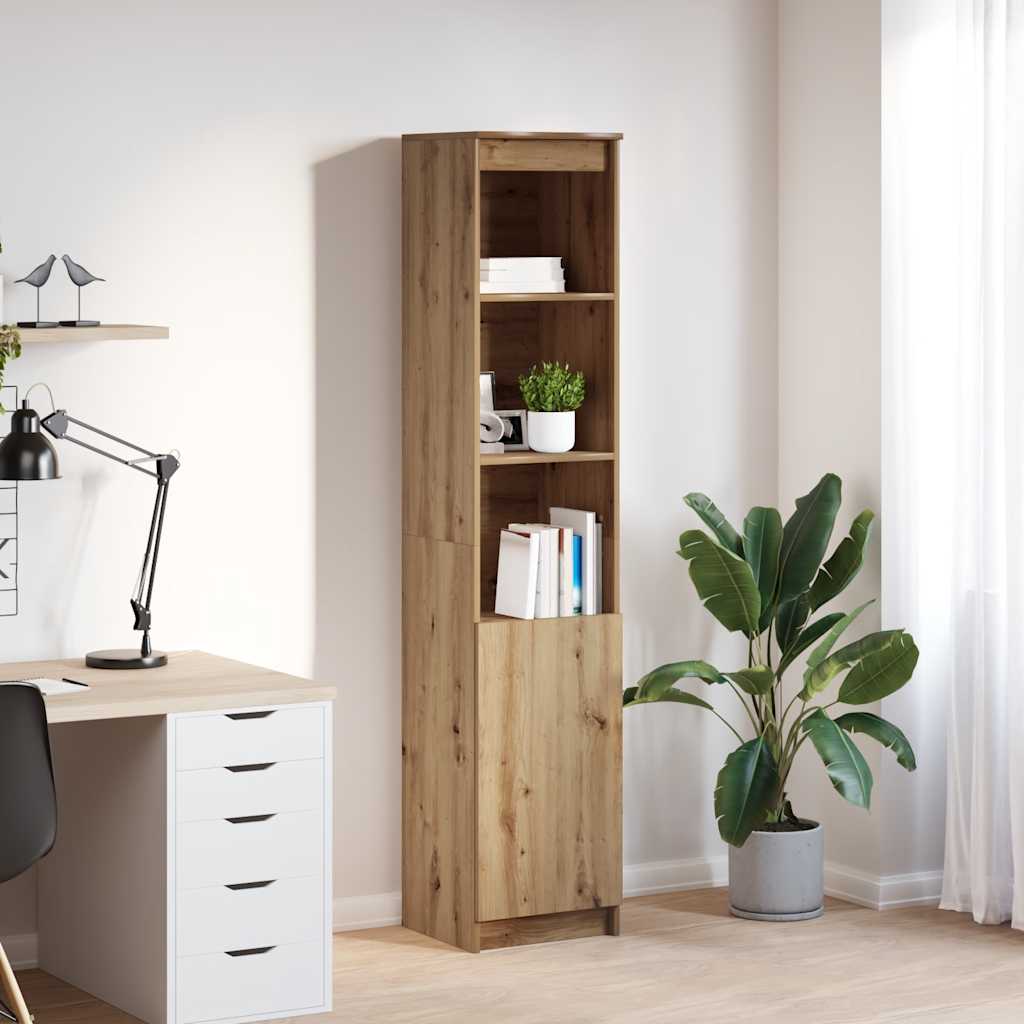 Hoge kast 37,5x35x180 cm bewerkt hout artisanaal eikenkleur is nu te koop bij PeponiXL, paradijselijk wonen!