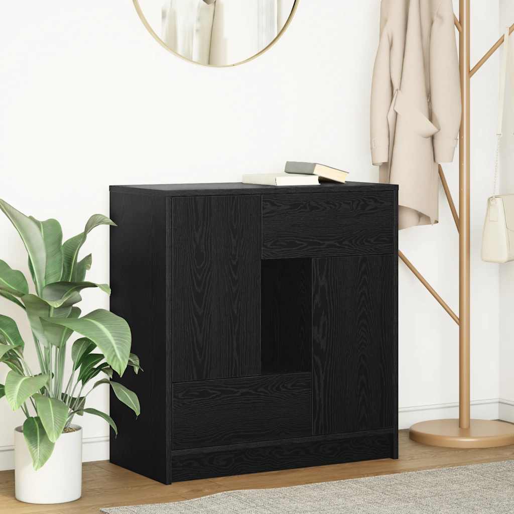 Dressoir met lades en deuren 70,5x34x74,5 cm zwart eikenkleurig is nu te koop bij PeponiXL, paradijselijk wonen!