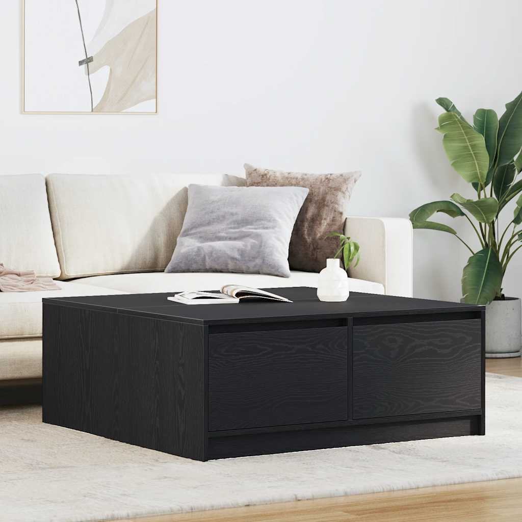 Salontafel met lades 100x100x40 cm zwart eikenkleurig is nu te koop bij PeponiXL, paradijselijk wonen!