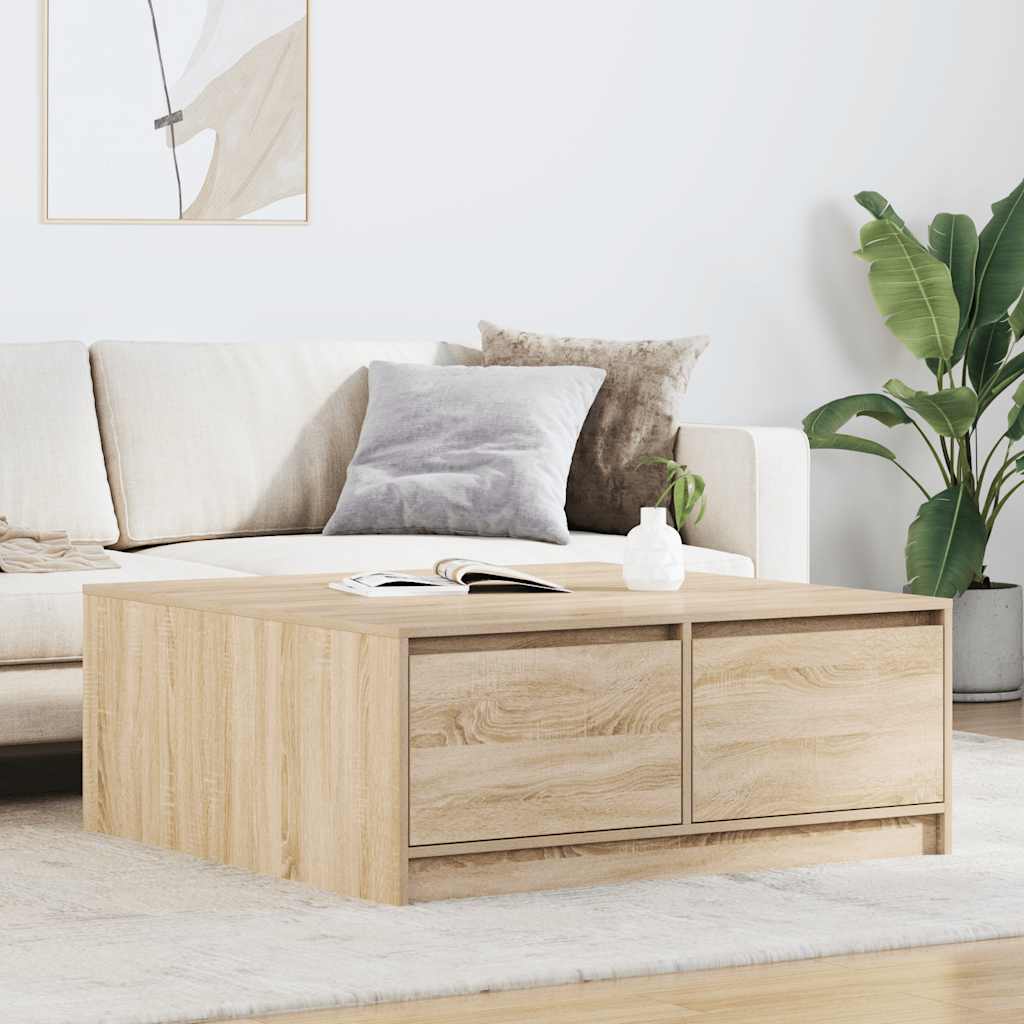 Salontafel met lades 100x100x40 cm sonoma eikenkleurig is nu te koop bij PeponiXL, paradijselijk wonen!