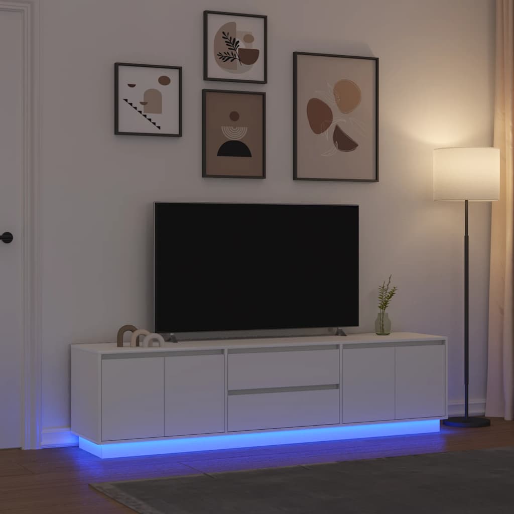 Tv-meubel met LED-verlichting 193,5x41x50 cm wit is nu te koop bij PeponiXL, paradijselijk wonen!