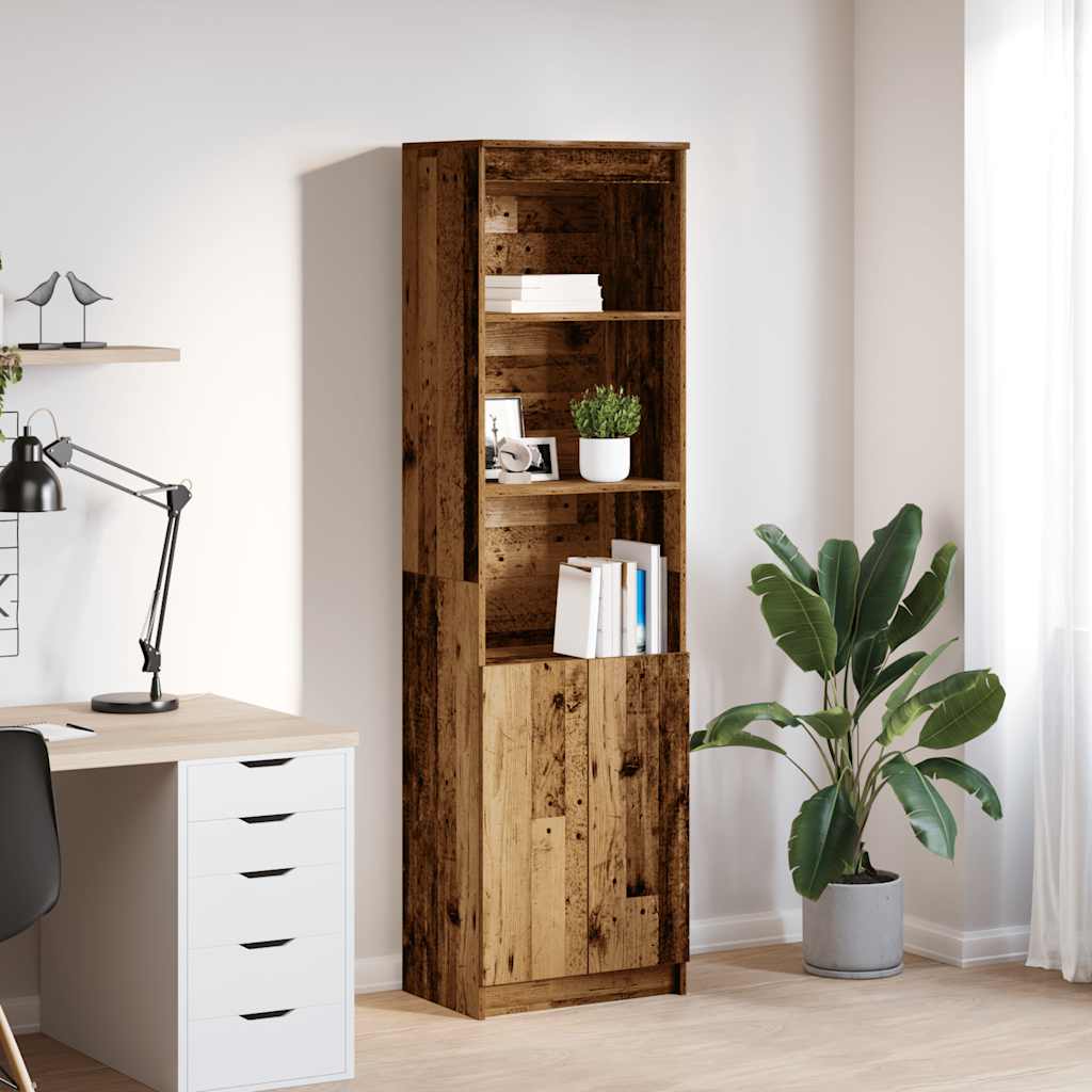 Hoge kast 50x35x180 cm bewerkt hout oud houtkleurig is nu te koop bij PeponiXL, paradijselijk wonen!