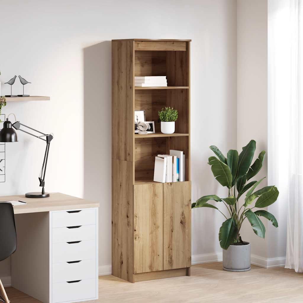 Hoge kast 50x35x180 cm bewerkt hout artisanaal eikenkleur is nu te koop bij PeponiXL, paradijselijk wonen!