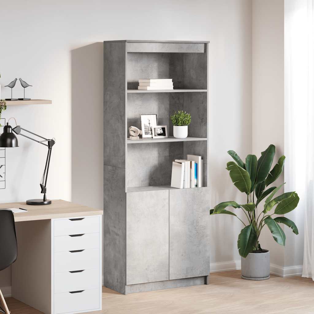 Hoge kast 70x35x180 cm bewerkt hout betongrijs is nu te koop bij PeponiXL, paradijselijk wonen!