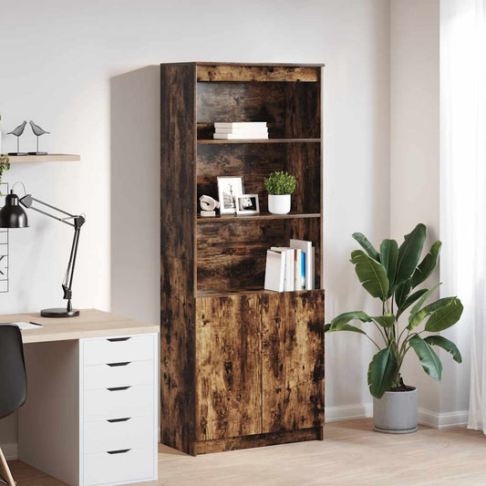 Hoge kast 70x35x180 cm bewerkt hout gerookt eikenkleurig is nu te koop bij PeponiXL, paradijselijk wonen!