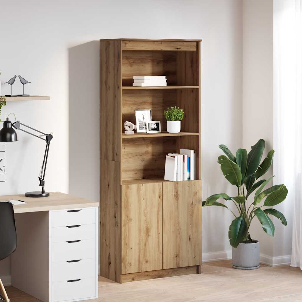 Highboard 70x35x180 cm spaanplaat ambachtelijk eikenkleurig is nu te koop bij PeponiXL, paradijselijk wonen!