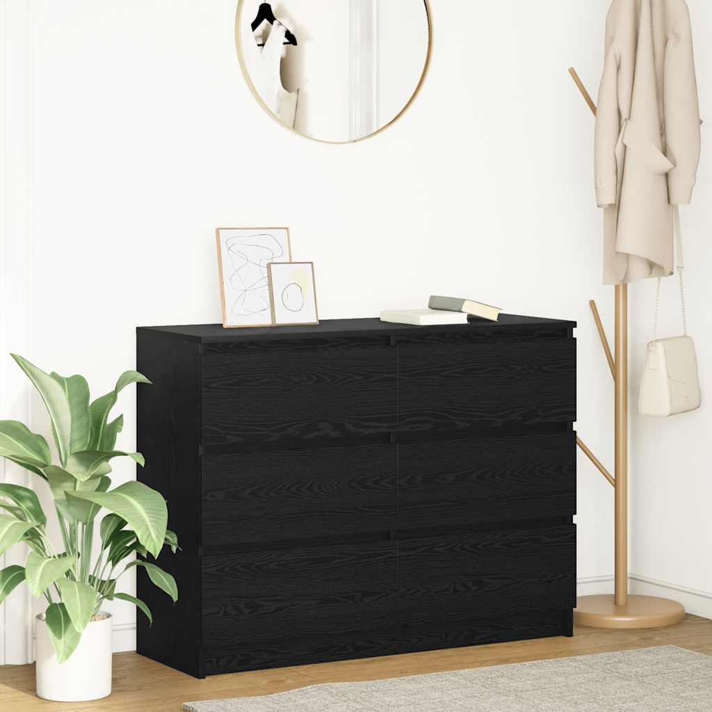 Dressoir 100x35x76 cm spaanplaat zwart eikenkleurig is nu te koop bij PeponiXL, paradijselijk wonen!