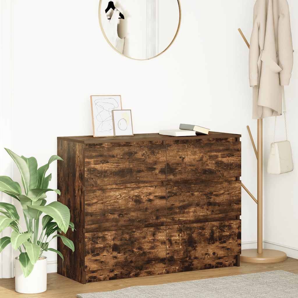 Dressoir 100x35x76 cm bewerkt hout gerookt eikenkleurig is nu te koop bij PeponiXL, paradijselijk wonen!