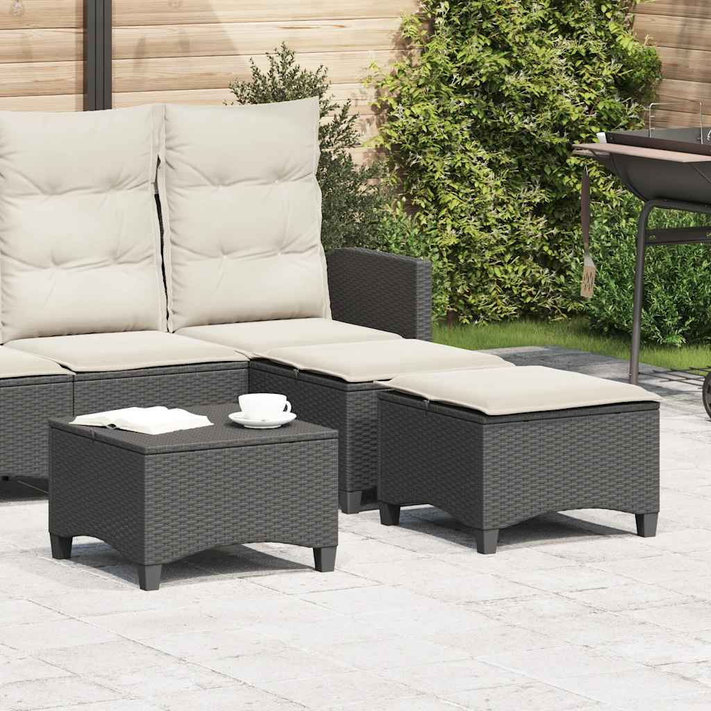 Tuinkrukken met kussens 2 st 55x55x36 cm poly rattan zwart is nu te koop bij PeponiXL, paradijselijk wonen!