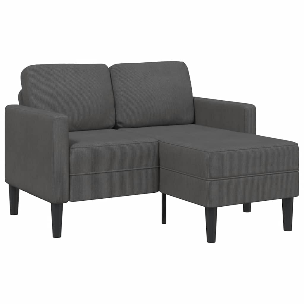 Tweezitsbank met chaise longue L-vormig donkergrijs 125 cm linnen is nu te koop bij PeponiXL, paradijselijk wonen!