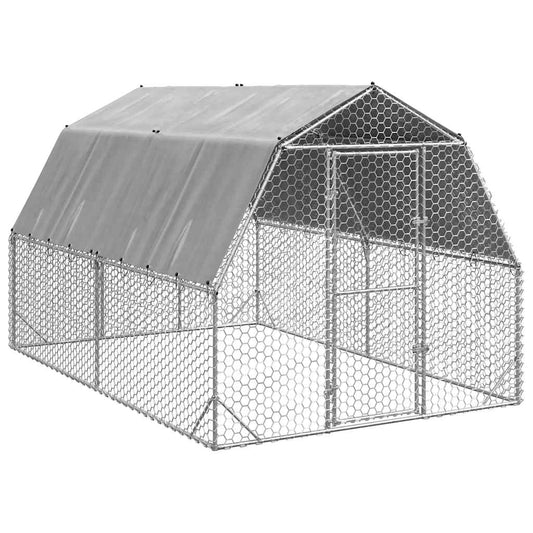 Kippenren met dak 2,5x4x2,25 m gegalvaniseerd staal is nu te koop bij PeponiXL, paradijselijk wonen!