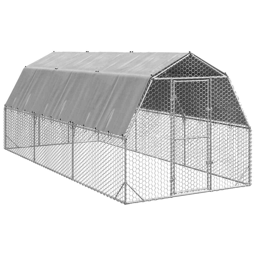 Kippenren met dak 2,5x6x2,25 m gegalvaniseerd staal is nu te koop bij PeponiXL, paradijselijk wonen!