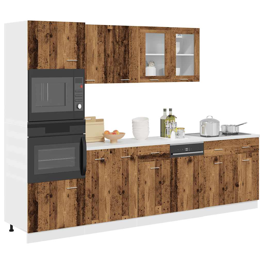 7-delige Keukenkastenset Lyon bewerkt hout oud houtkleurig is nu te koop bij PeponiXL, paradijselijk wonen!