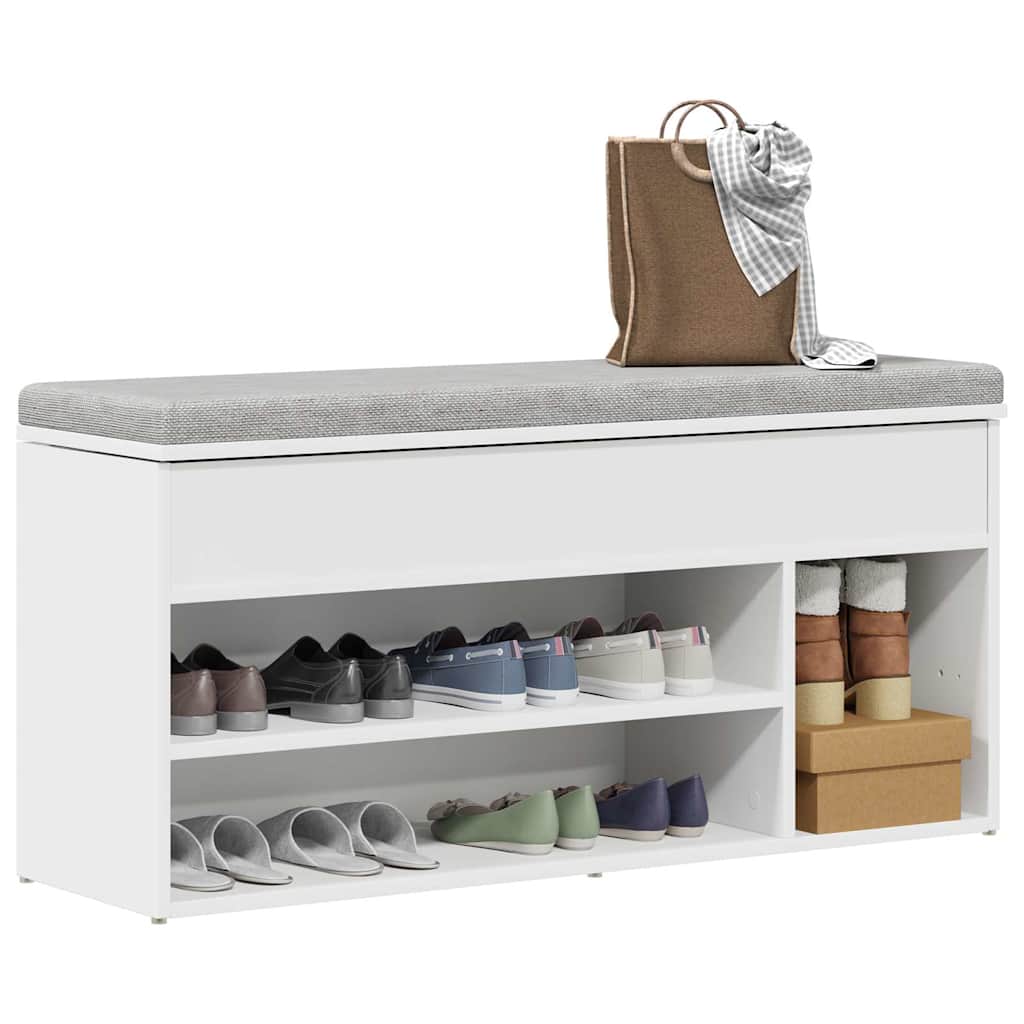 Schoenenbank 102x30,5x45 cm bewerkt hout wit is nu te koop bij PeponiXL, paradijselijk wonen!